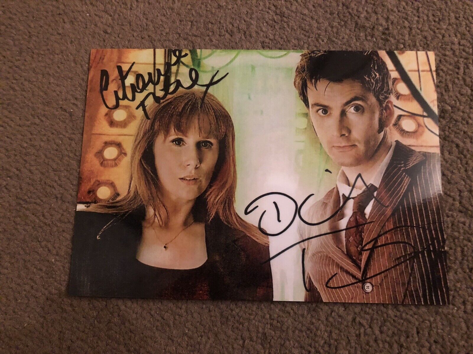 CATHERINE TATE & DAVID TENNANT (DR WHO) PRESIGNED Photo Poster painting- 7x5”