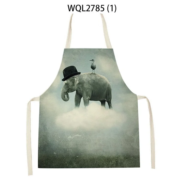 1pcs nature ocean scenery animal print apron men and women kitchen baking baking accessories bib antifouling apron