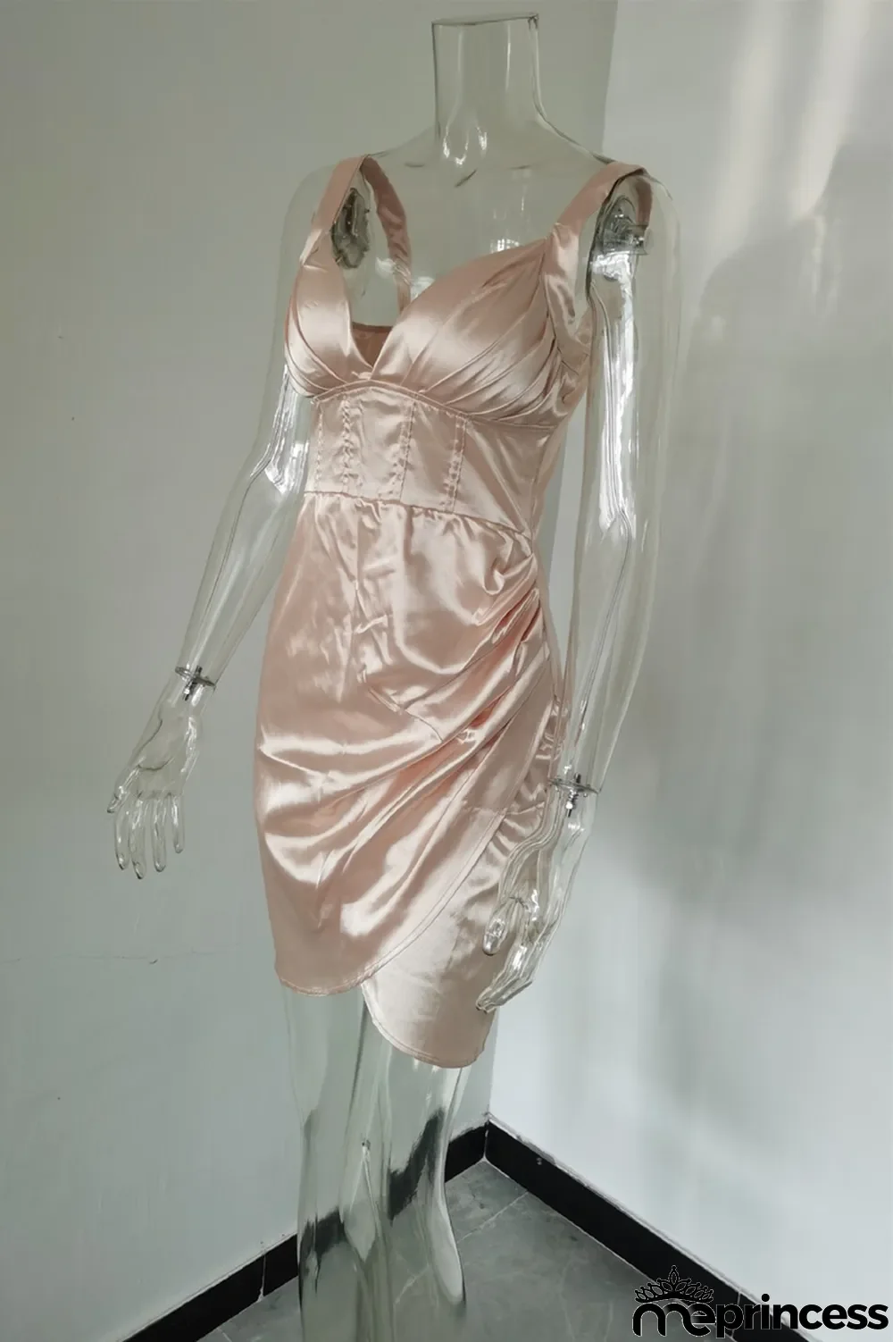 Champagne Fashion Sexy Solid Patchwork Backless V Neck Sling Dress