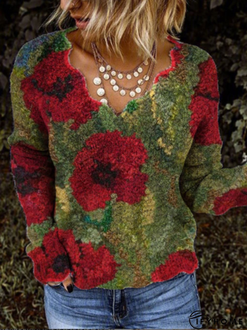 Cotton Long Sleeve Printed shirt & Top | IFYHOME