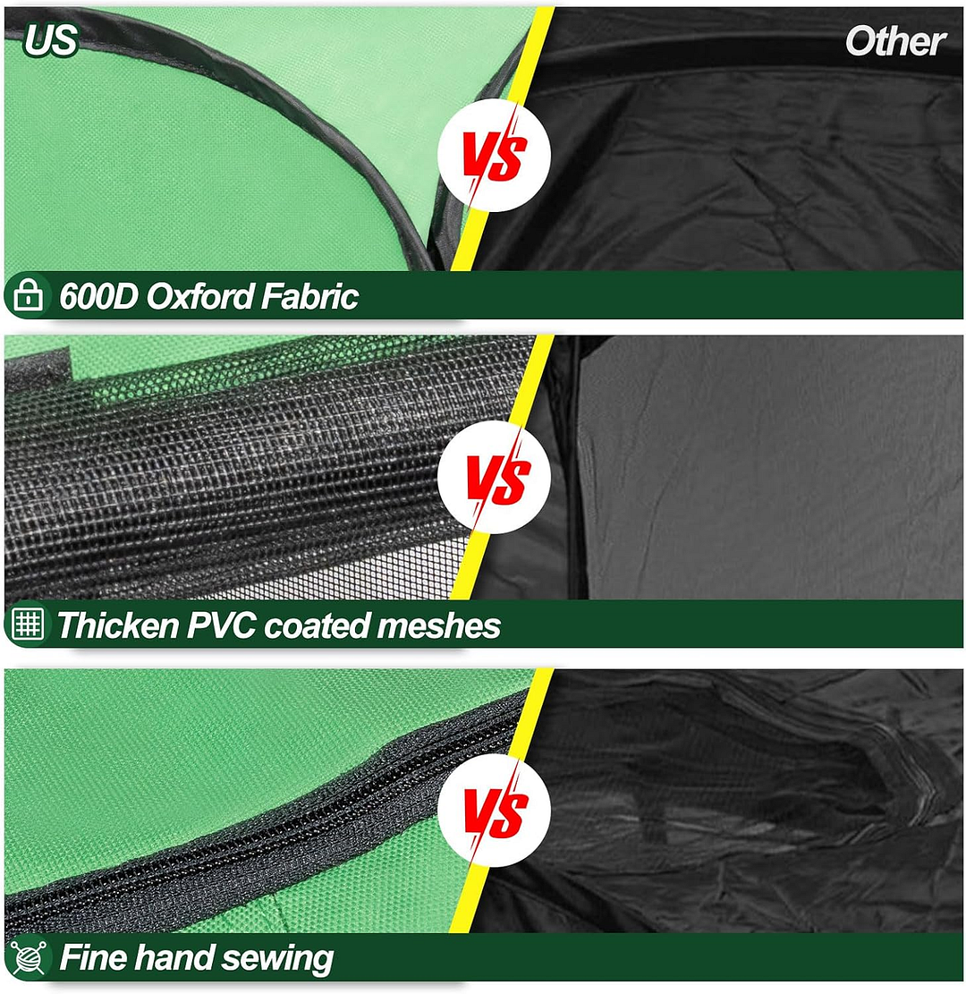 Upgraded Pet Dog Playpen for Small/Medium/Large Dogs Indoor/Outdoor, 600D Oxford Fabric Green Portable Cat Playpen Enclosed with Removable Zipper Top and Bottom（M）