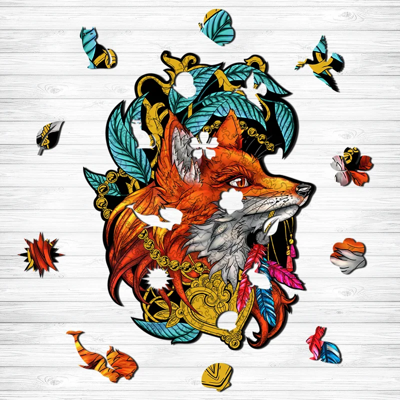 Jeffpuzzle™-JEFFPUZZLE™ Feathered Fox Wooden Puzzle