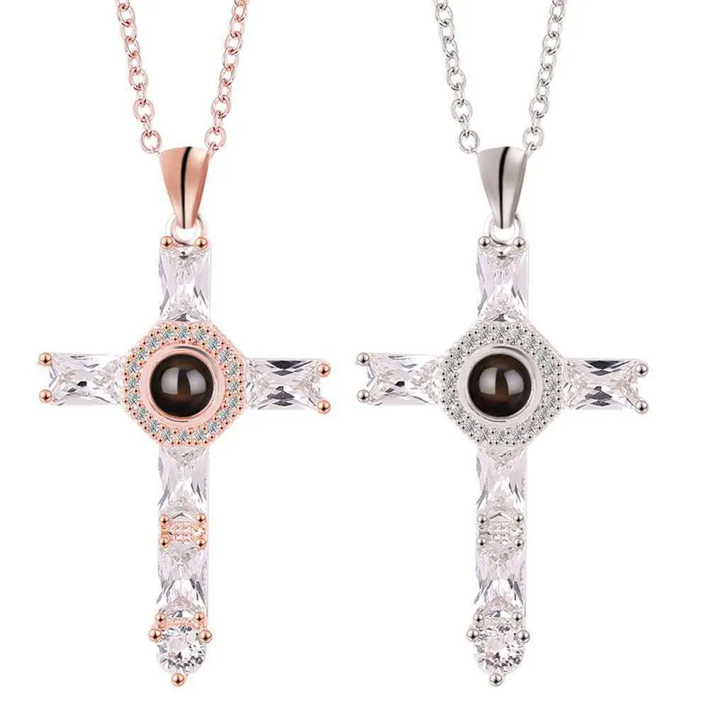 New Viral Cross Projector Picture Custom Personalized Photo Necklace wetirmss