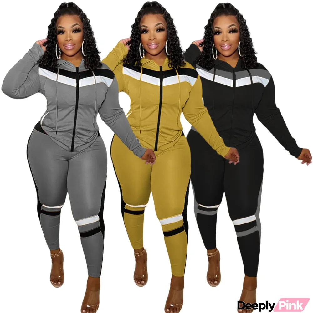 Contrasting Color Casual Sports Two-piece Suit