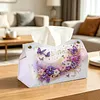 Floral Butterfly DIY PULeather Diamond Painting Tissue Box for Adults Beginners Large Size Diamond Art Paper Storage Holder for Living Room Bedroom Bathroom Table Decor