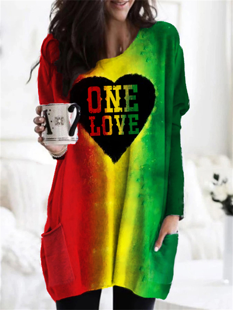 One Love Heart Ratsa Gradient Tunic wearshes