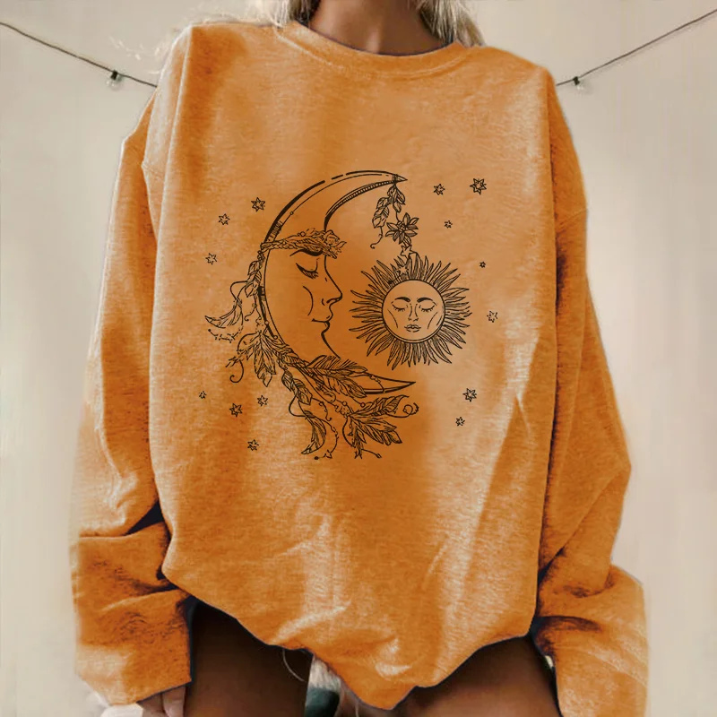  Designer moon and sun face print sweatshirt - Neojana