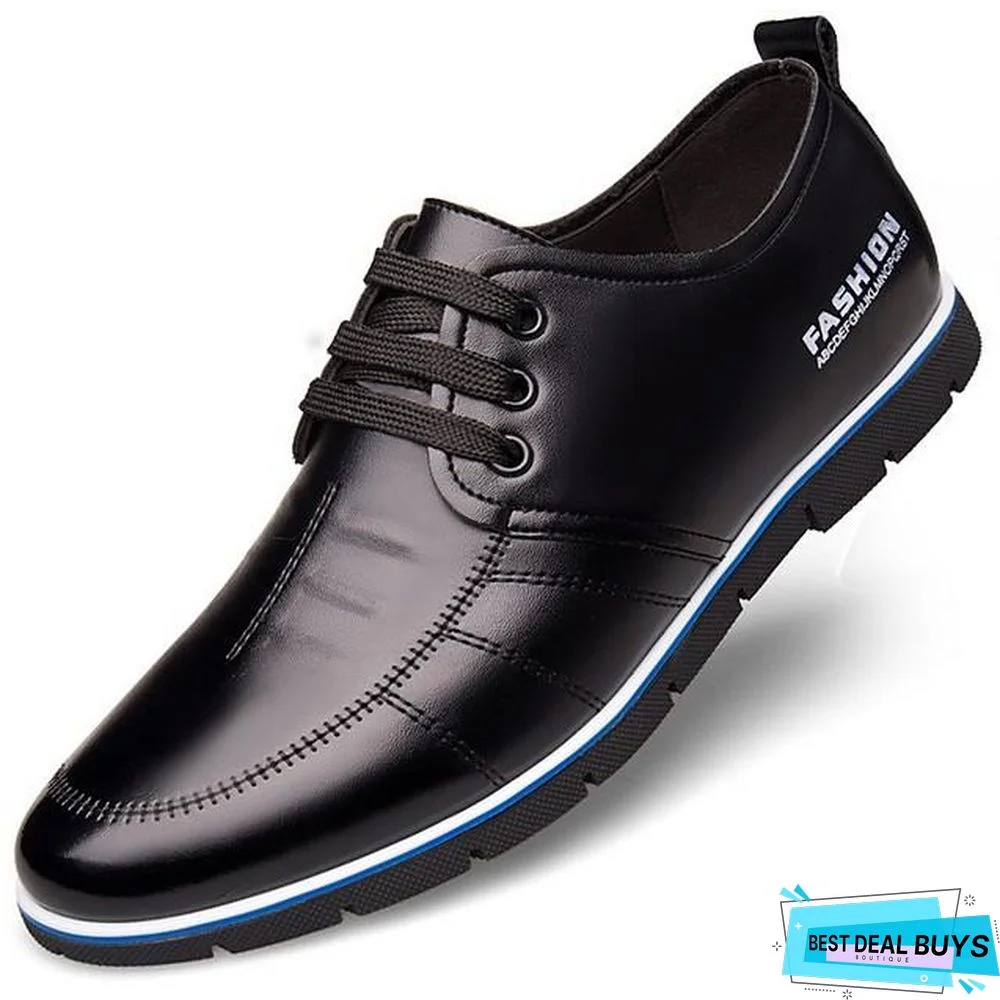 Men's Derby Shoes Fall / Winter Casual Daily Oxfords Microfiber Non-Slipping Wear Proof Blue / Brown / Black Slogan