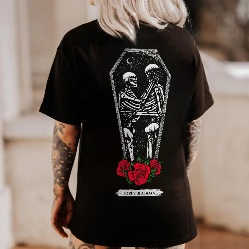 Bone Flower Forever Always Printed Women's T-shirt -  