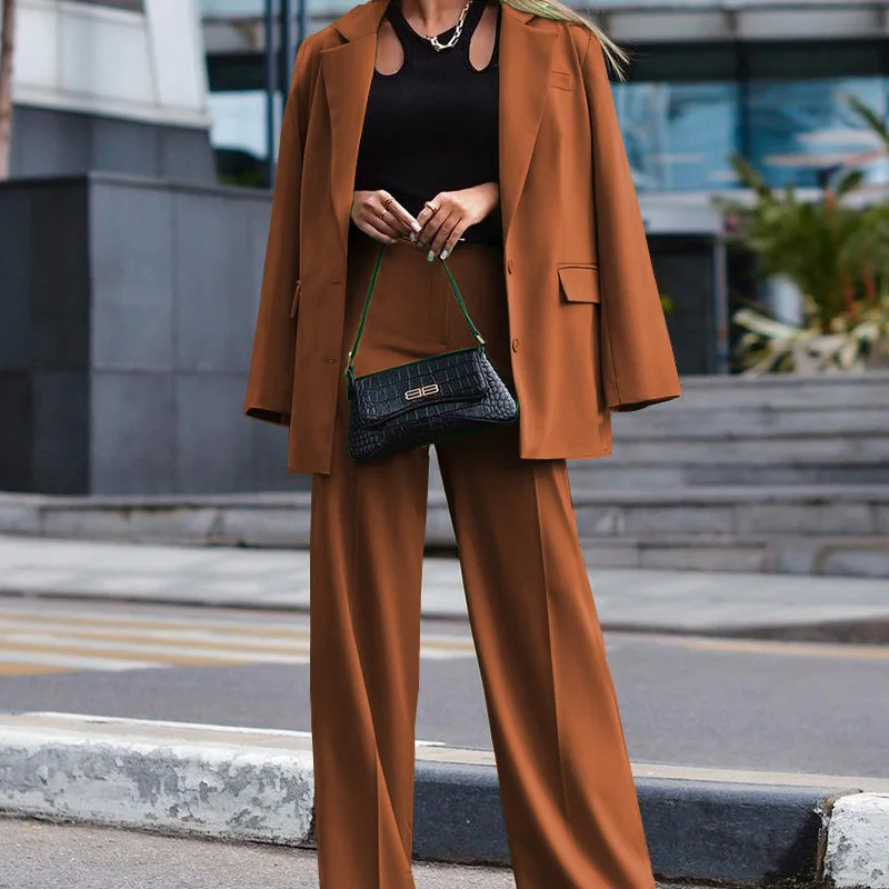 Woherb Woherb Spot 2024 Autumn / Winter New Solid Color Long Sleeve Women's Street Shot Two Casual Suit Sets-Outfit Ideas