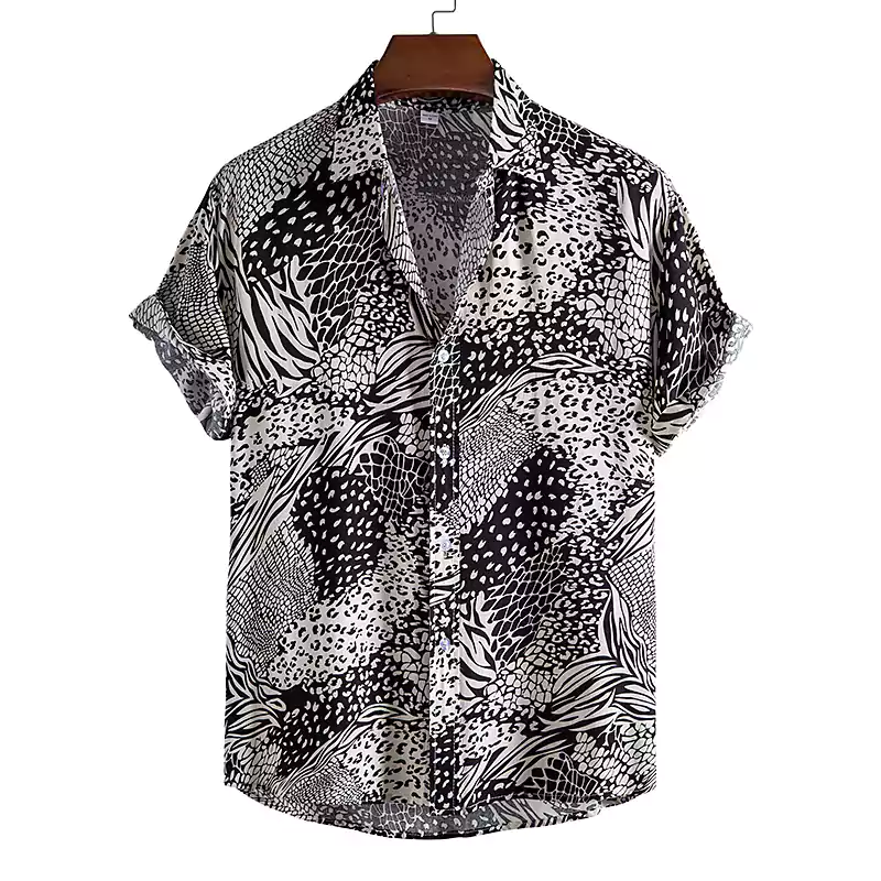 Abstract Polka Dot Short Sleeve Casual Shirt letclo 