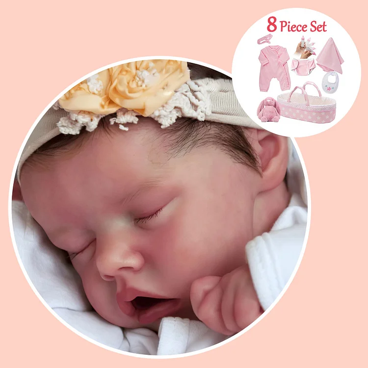 17" Lifelike Realistic Sleeping Silicone Reborn Newborn Baby Doll Girl Kara with "Heartbeat" and Coos Rebornartdoll® RSAW-Rebornartdoll®