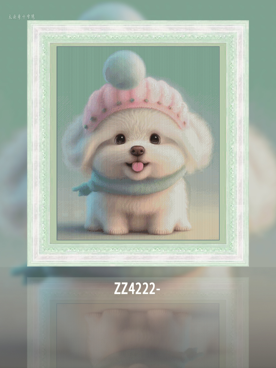 [ZZ4222-Cream Puppy Dog] Painting Fairy Cross Stitch