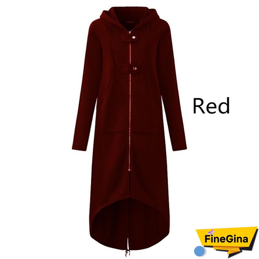 Women's Loose Hooded Sweater Zipper Long Coat Long Sleeve Hoodies Coats Casual Cardigans