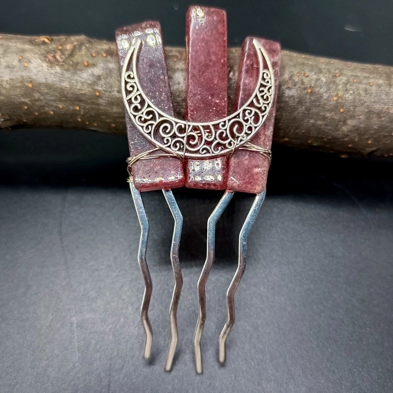 Ethnic Style Moon Natural Crystal Hair Combs