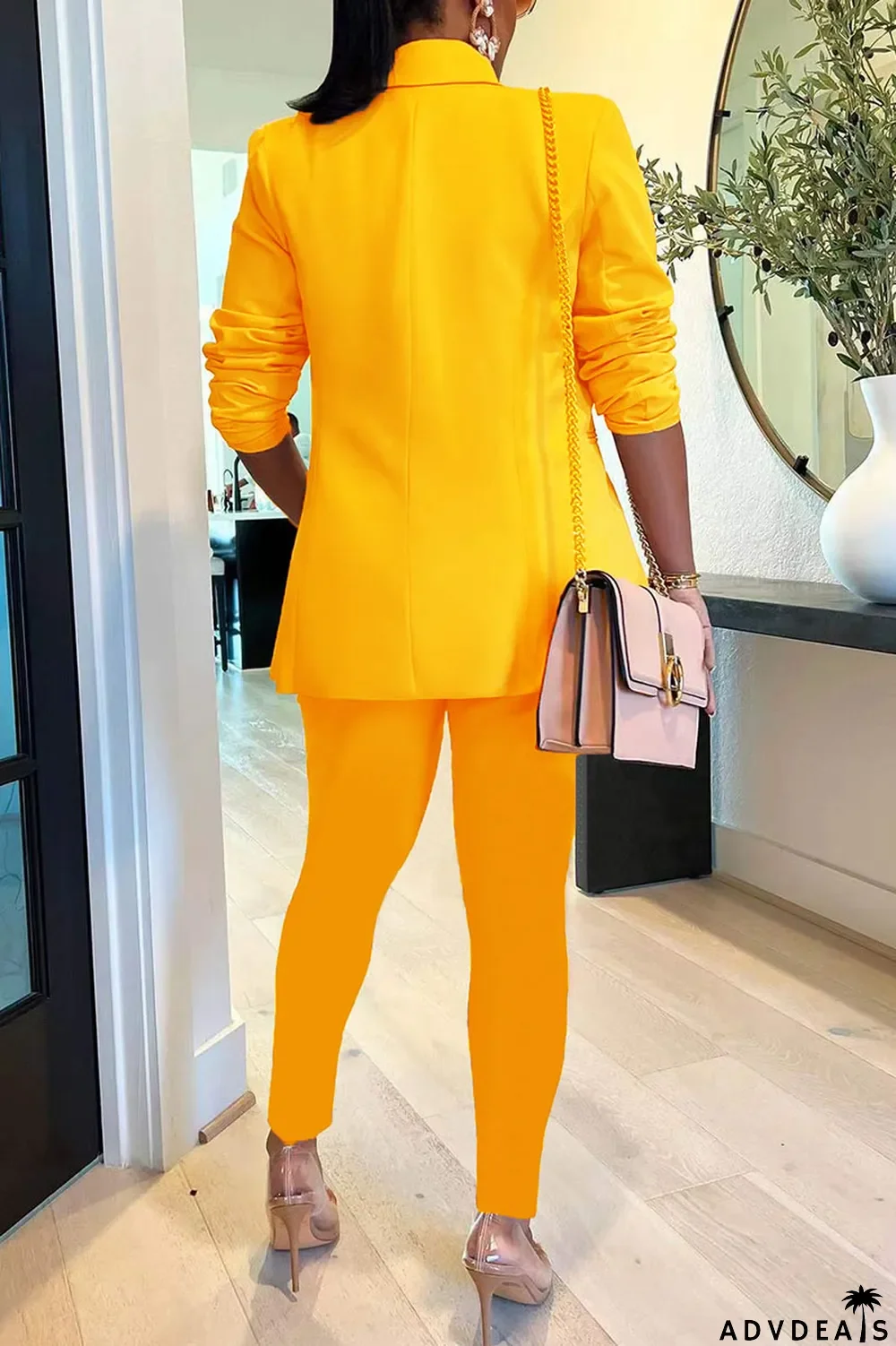 Black Casual Solid Patchwork Turn-back Collar Long Sleeve Two Pieces