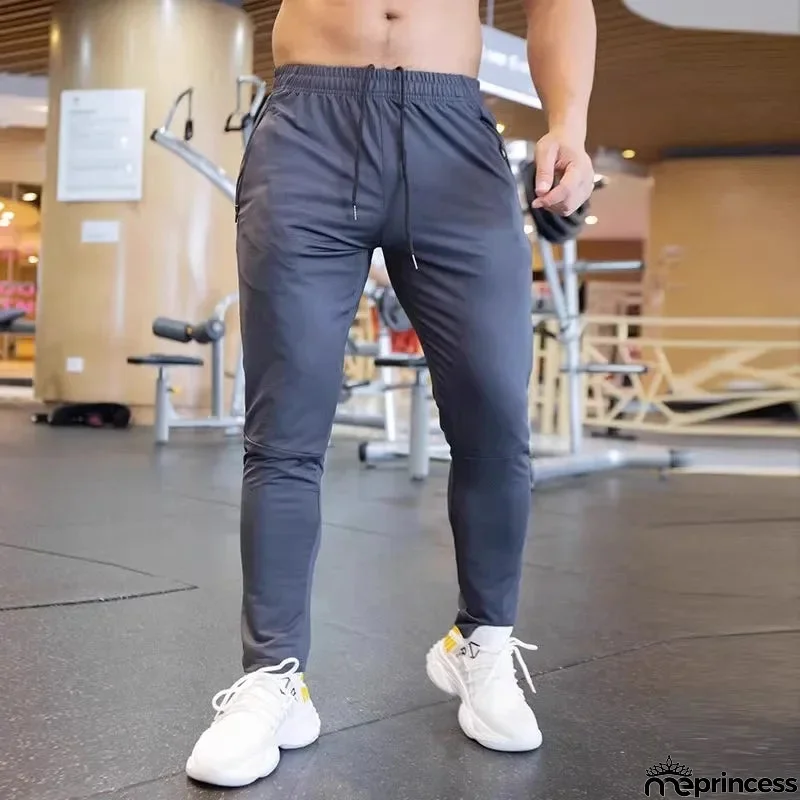 Men's Polyester Drawstring Closure Fitness Gymwear Trousers
