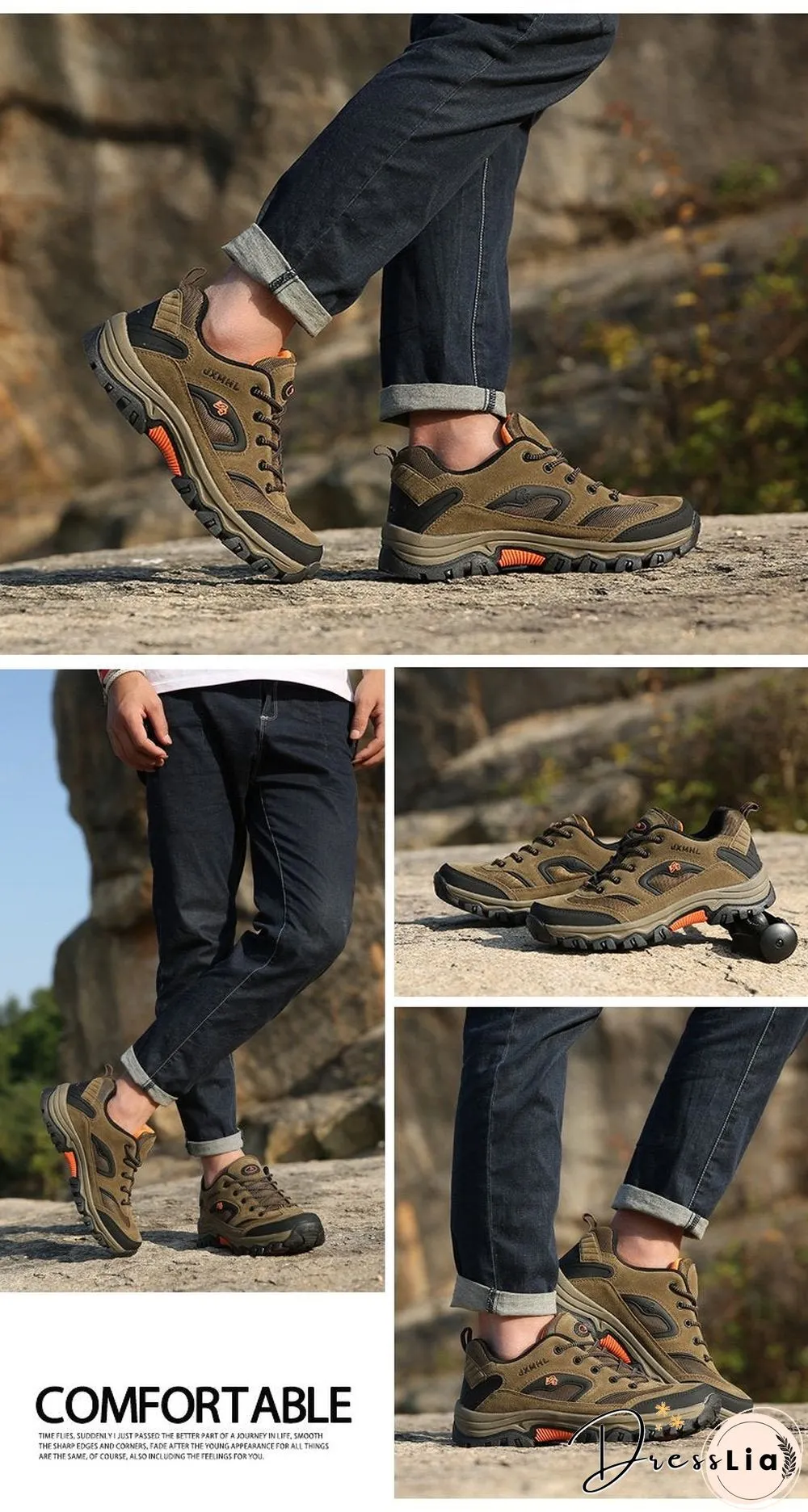 Fashion Men Shoes Comfortable Waterproof Outdoor Casual Shoes Lace-Up Rubber Sneakers