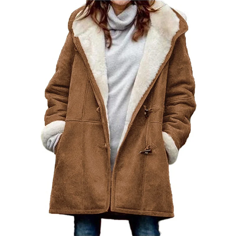 Athvotar Athvotar 2025 New Plus-Coat Pocket Women's Coat Stylish Elegance