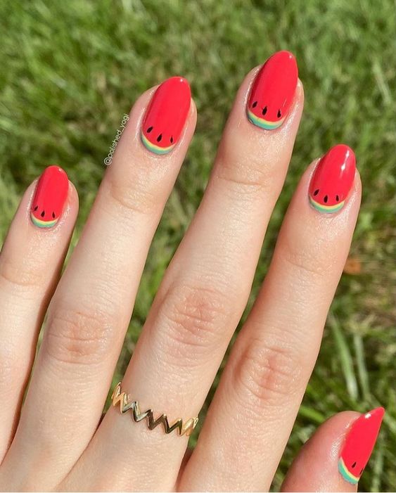 Half Watermelon Nail Art Tutorial - Style on Main