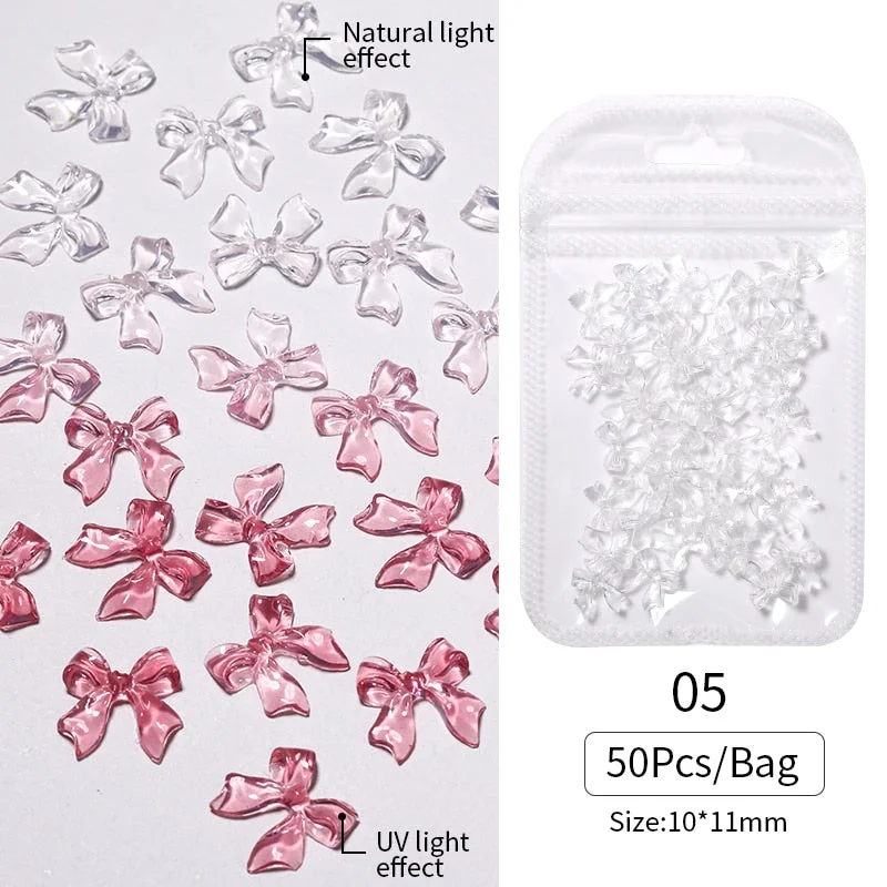 48pcs Mixed Size Aurora Little Bear Nail Art Accessories Resin Kawaii Bear Stereo FlatBack 3D Fashion Fingernail DIY Decoration-Nail Inspo