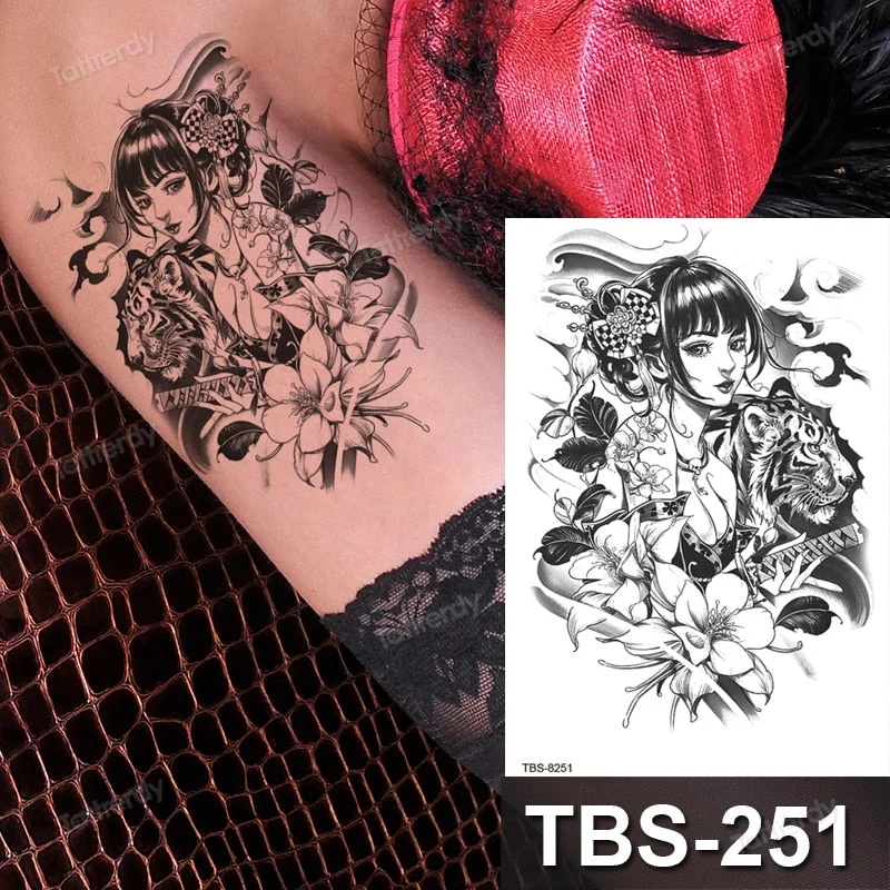 dragon wing snake temporary tattoo sticker waterproof black henna anime body art tattoo fake water transfer decal sexy for women