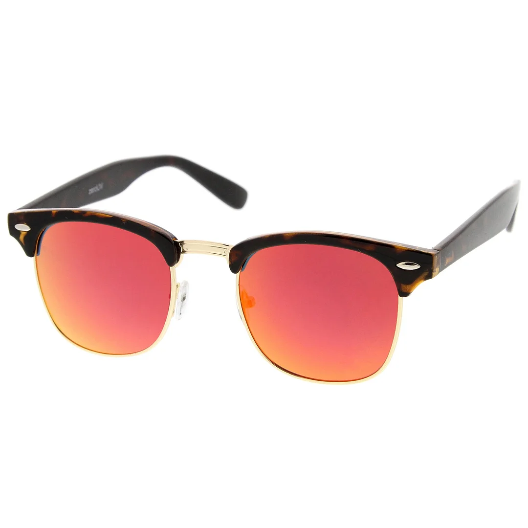 Premium Half Frame Colored Mirror Lens Horn Rimmed glasses 50mm