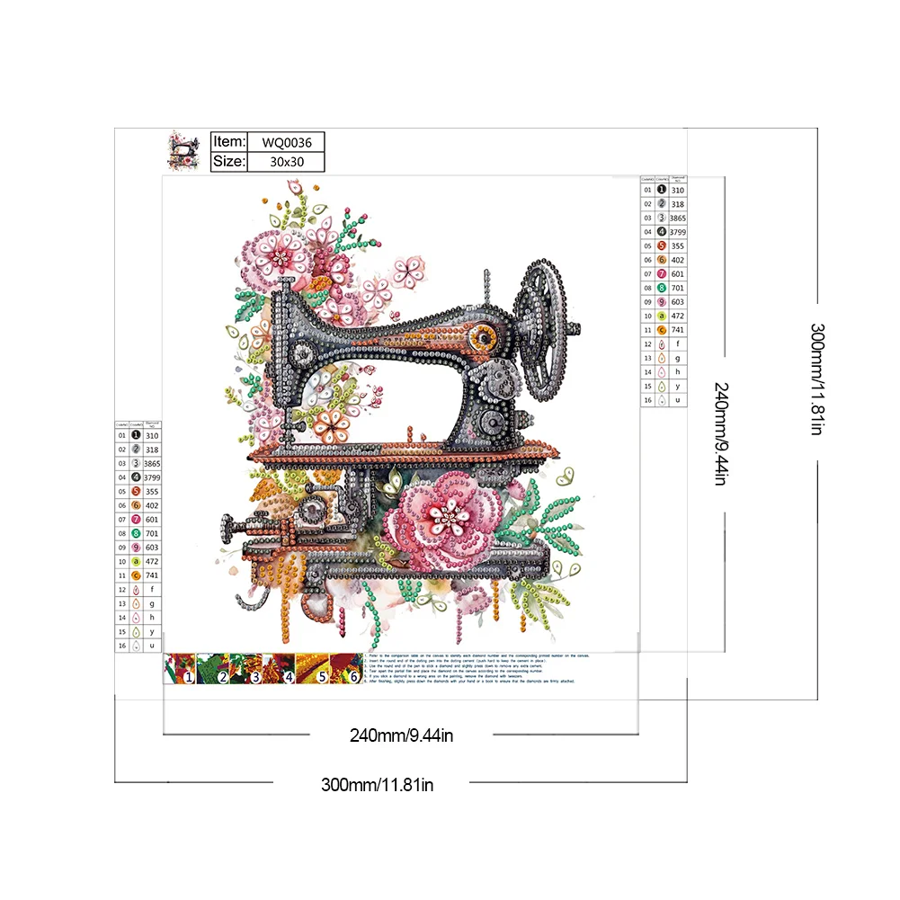 Diamond Painting - Partial Special Shaped Drill - Sewing Machine(Canvas|30*30cm)