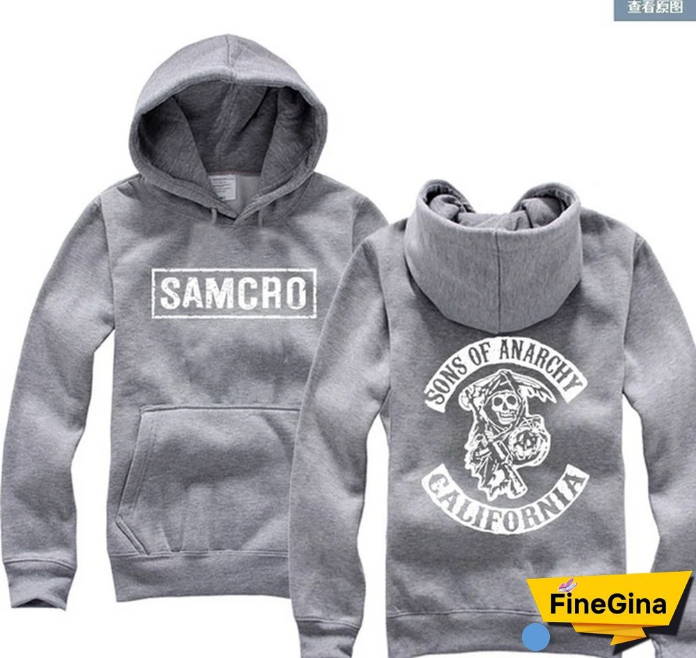 High Quality Screen Printed Sons Of Anarchy Samcro Fleece Sweatshirt Hoodie Pullover