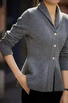 Dark Gray Gold Button Peplum Outerwear Sweater
