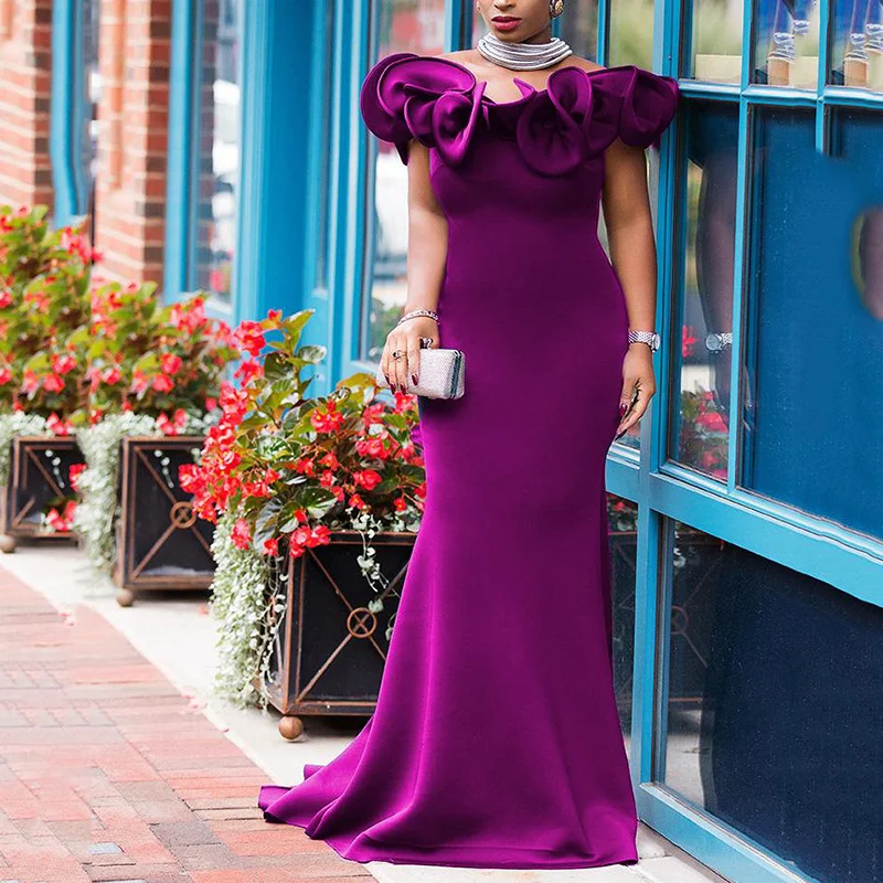 Uveng Uveng Large-Size Women Decorate A Word Shoulder Dress Bridesmaids Small Dress Party Small Dress Girl