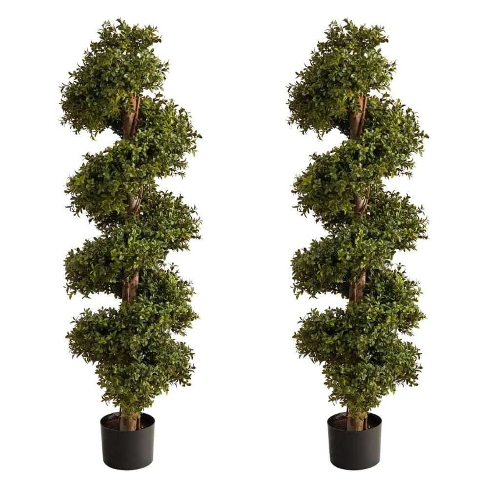 36&rdquo; Elegant Boxwood Spiral Topiary Tree (Set of 2)