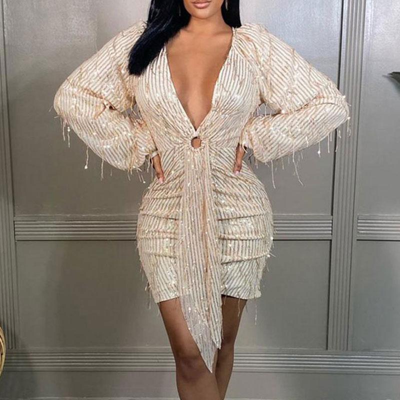 Ruched Deep V-Neck Short Sleeve Long Dress