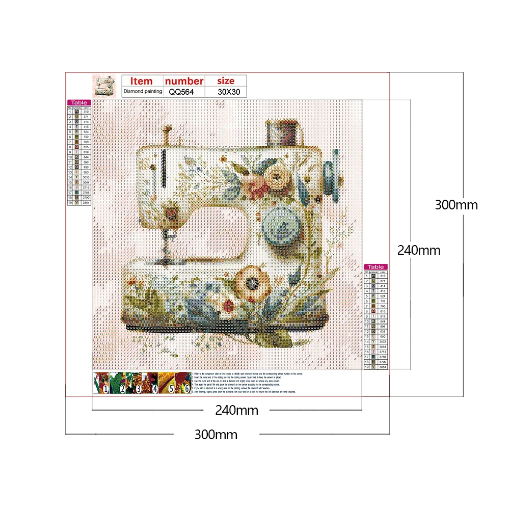Full Round Diamond Painting 30*30cm - Sewing Machine