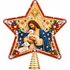 DIY Diamond Painting Christmas Tree Topper Star, Acrylic Holiday Tree Top Decoration with Spring Base, Removable Tabletop Christmas Decor