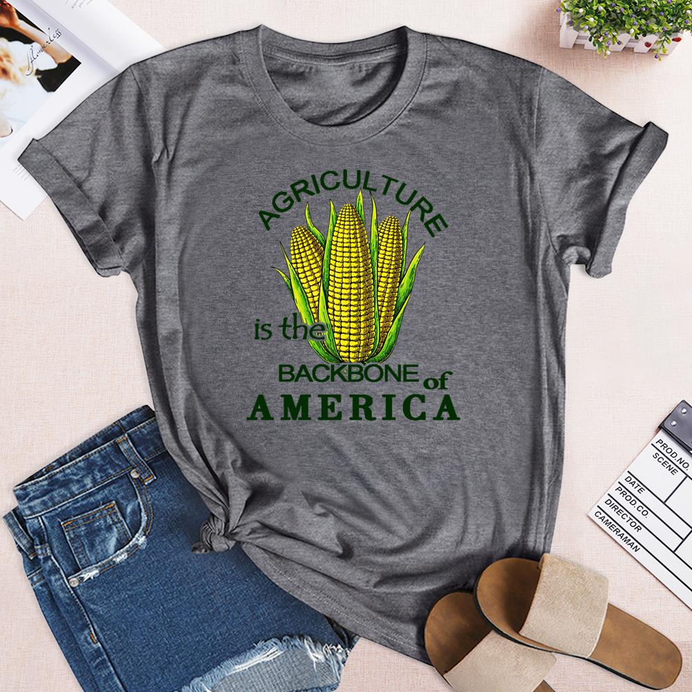 Agriculture is the Backbone of America Round Neck T-shirt