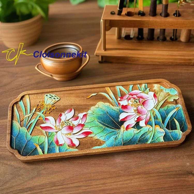 Lotus Cloisonne Tray - Cloisonne Painting Art Kit - Cloisonnekit