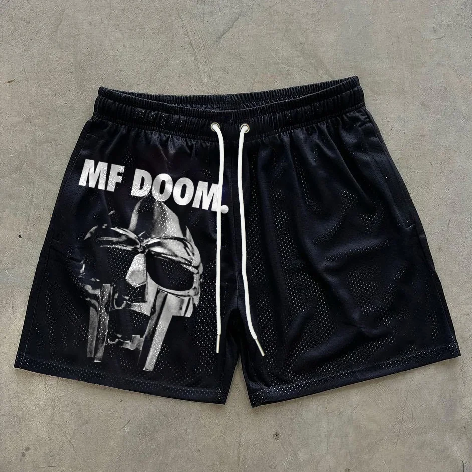 Sopula Vintage The Illest Villain Mf Doom Graphic Drawstring Mesh Shorts - SOPULA