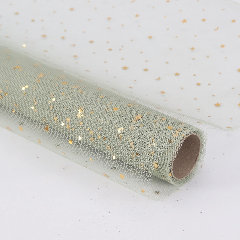 Hot Stamping Star Moon Gauze Flower Packaging Materials Florist Supplies Valentine’s Day Floral Bouquet Packaging Mesh
