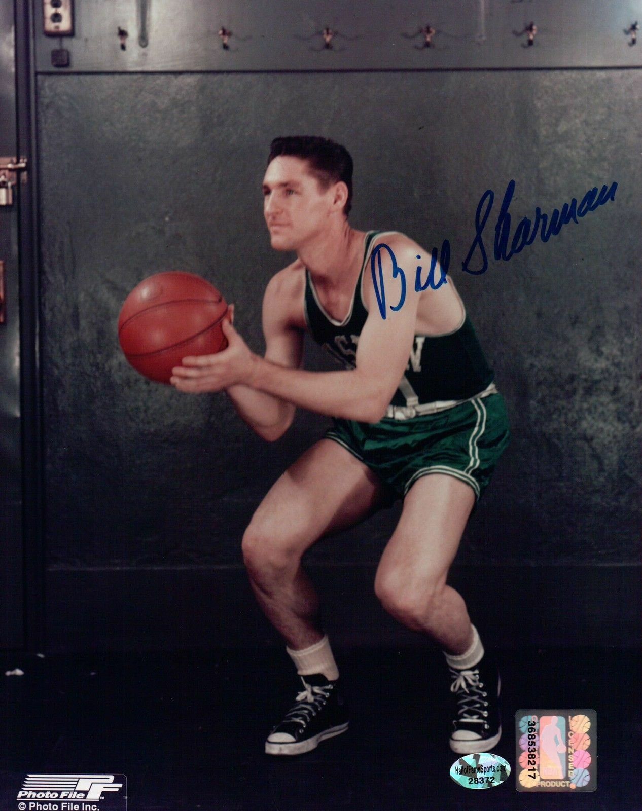 Bill Sharman Signed 8X10 Autograph Photo Poster painting Posing Blue Ink w/COA