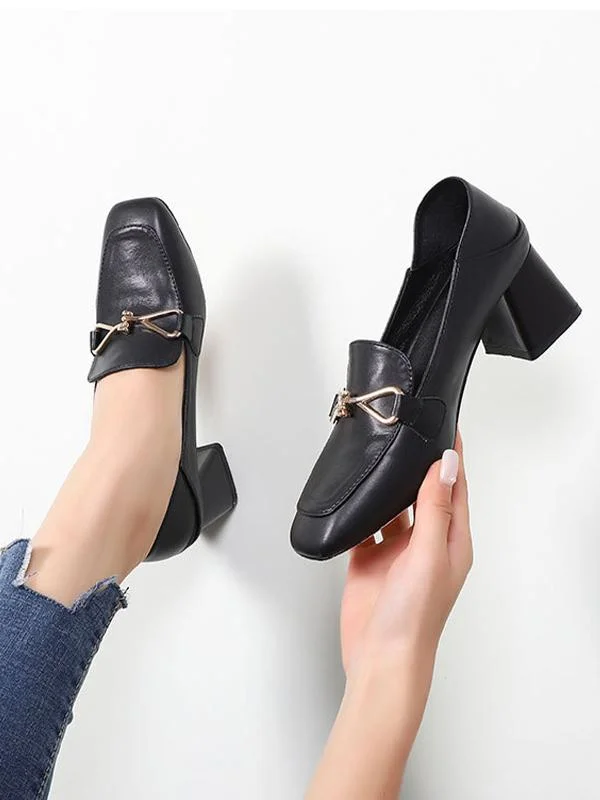 Casual two-wear thick-heeled fashionable head comfort high-heel loafers