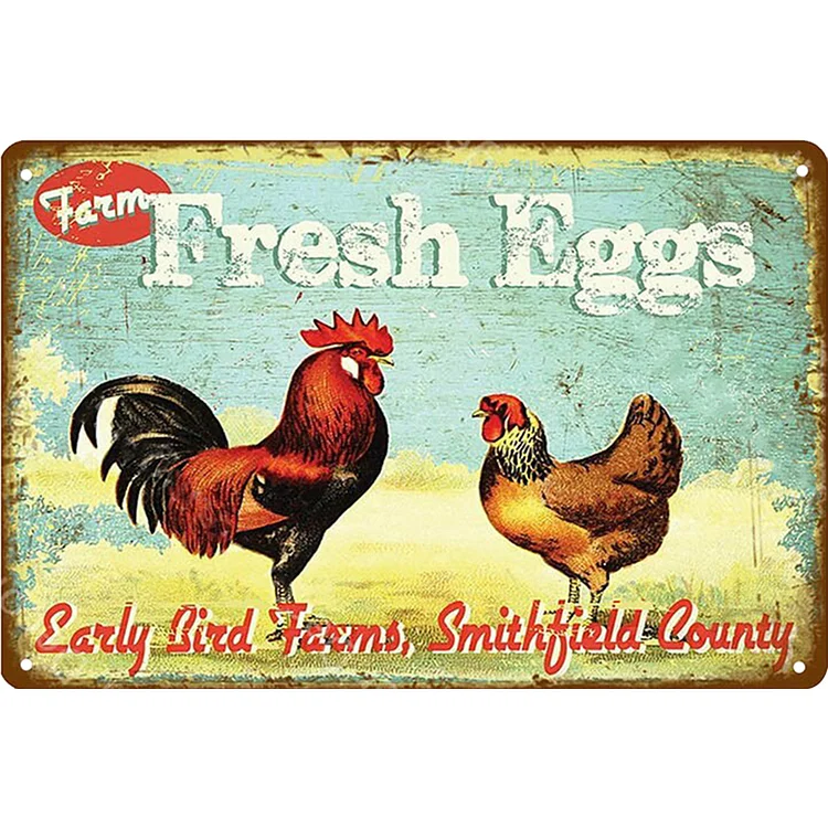 Lait d’œufs frais - enseignes en étain vintage / enseignes en bois - 7.9x11.8in & 11.8x15.7in