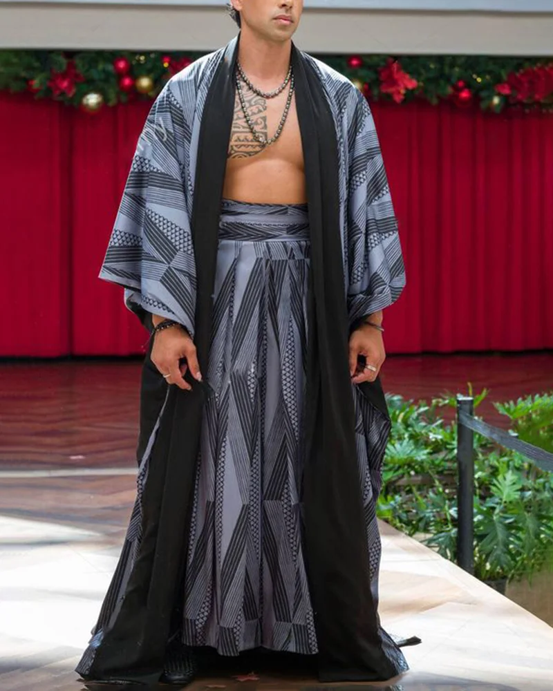 Men's Casual Printed Extra Long Kimono Cardigan Kaftan