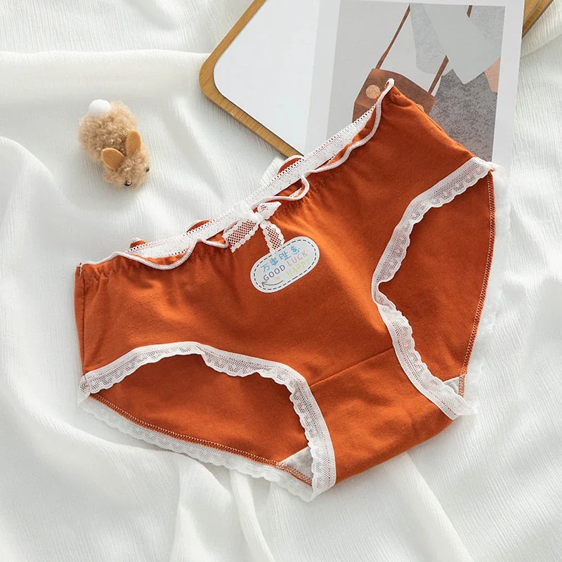 PCS / M-XL Cotton Panties Women's Underwear Panty Lovely Girl Dot Underpants Waist Seamless Comfort Briefs Female Lingerie