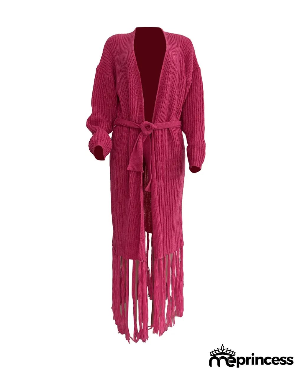 Women Long Sleeve Fringe Cardigan Sweater