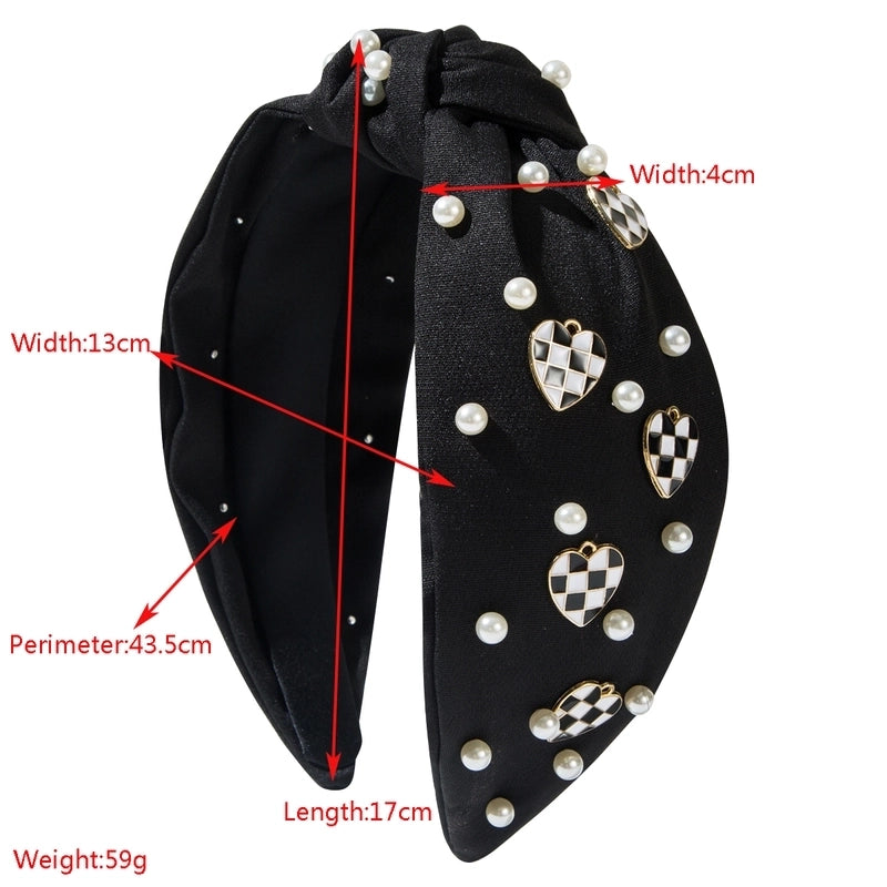 Women’s Elegant Heart Shape Imitation Pearl Alloy Cloth Hair Band