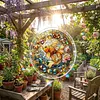 (25cm)DIY Acrylic Jigsaw Puzzle Window Hanging with Hanging Chain DIY Stained Glass Decoration Round Window Puzzle Decor for DIY Craft Project (Stained Glass Goldfish)