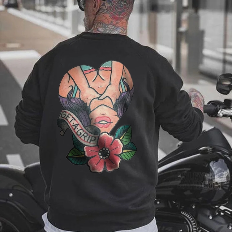 GET A GRIP FLORAL LADY PRINT MEN'S Sweatshirt