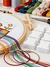 Cross Stitch Floss Bobbin Organizer Kit - 100 Bobbins, Jump Rings, Mini Bobbin Winder & Blank Labels tapestrymarket