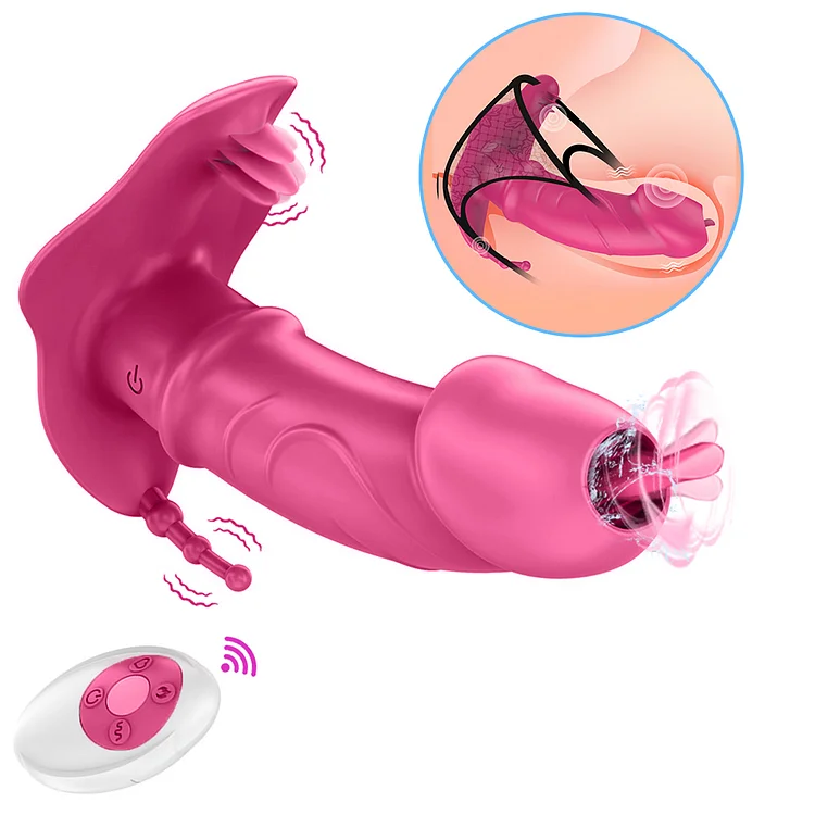 Pearlsvibe 3 In 1 Licking Sucking Vibrator Anal Vagina Heating Clitoris Stimulator